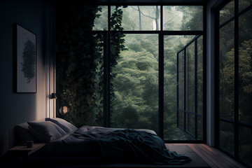 Eco-Friendly Living: A bed Room with Natural Light and Sustainable Furnishings. Generative AI