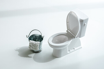 トイレ　トイレ掃除　白背景