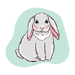 Cute Rabbit Line Art. Funny Bunny sketch