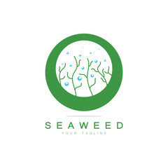 Seaweed vector logo icon illustration design.includes seafood,natural products,florist,ecology,wellness,spa.