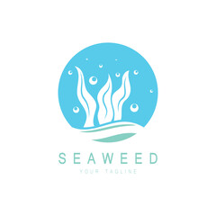 Seaweed vector logo icon illustration design.includes seafood,natural products,florist,ecology,wellness,spa.