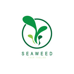 Seaweed vector logo icon illustration design.includes seafood,natural products,florist,ecology,wellness,spa.