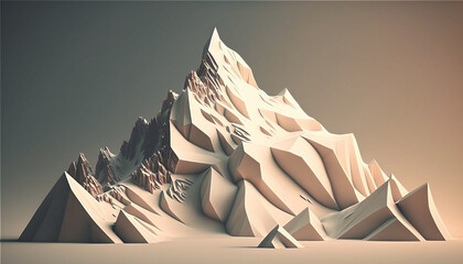 Beautiful mountain peak white low poly illustration, ai generated - 581065121