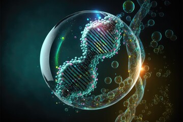 science and technology genetic correction of human cells by means of gene therapy, created with generative ai - obrazy, fototapety, plakaty