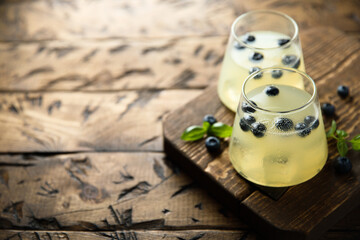 Refreshing lemonade with fresh blueberry