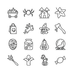 Halloween Vector Hand Draw Outline icon style illustration. Set 1