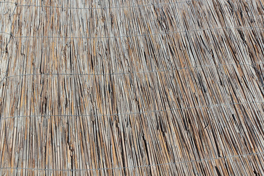 Grunge dry bamboo texture. Thatch roof for background. Hay or dry grass background. Dried straw or cane