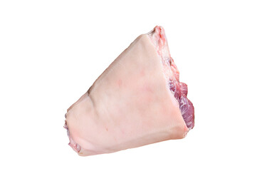 Raw pork knuckle meat on a kitchen table.  Isolated, transparent background.