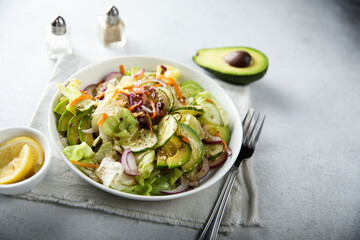 Healthy vegetable salad with avocado