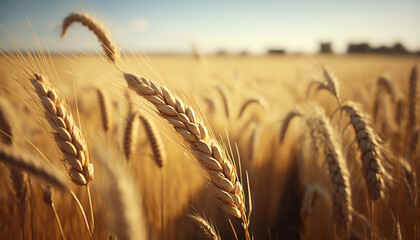 Golden wheat field, Generative AI