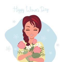 8 march, International Women s Day. Vector template with lettering design. Vector illustration.