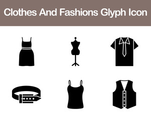 Clothes And Fashions Vector Icon Set