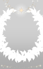 クリスマス☆縦型イラスト素材 リース大のシルエットとキラキラ星 グレー背景 色違い・差分有