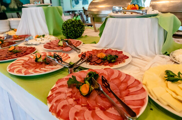 Closeup of a breakfast buffet