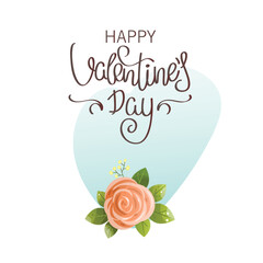 Happy Valentine's day vector card. Happy Valentines Day lettering on a white background.