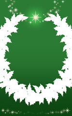 クリスマス☆縦型イラスト素材 リース大のシルエットとキラキラ星 緑背景 色違い・差分有