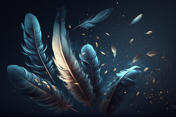 Magic background with feather. Generative ai.