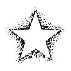 Obraz premium Star shape grunge ink splatter frame. Spray graffiti stencil border template.