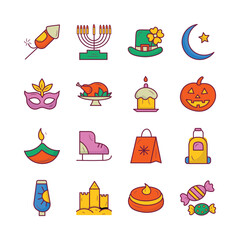 Holiday Vector Hand Draw Outline icon style illustration. EPS 10 Files Set 6