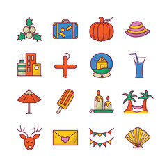 Holiday Vector Hand Draw Outline icon style illustration. EPS 10 Files Set 4