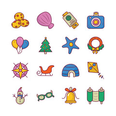 Holiday Vector Hand Draw Outline icon style illustration. EPS 10 Files Set 3