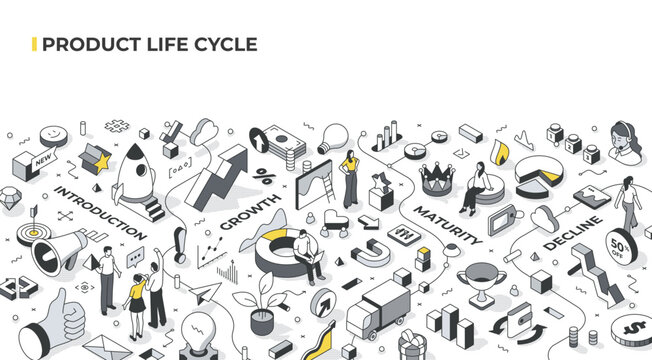 Product Life Cycle Isometric Illustration