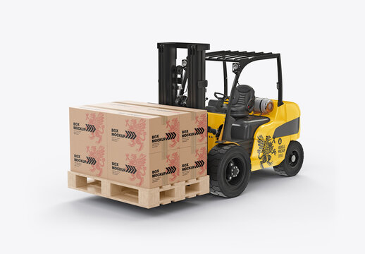 Forklift with Boxes Mockup