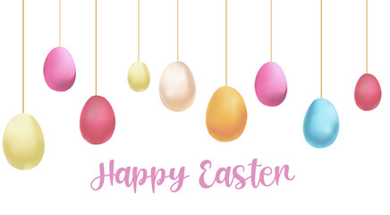 EASTER BACKGROUND. Colored easter eggs and greetings