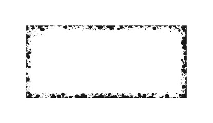 Rectangle grunge ink splatter frame. Spray graffiti stencil border template.
