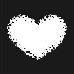 Obraz premium Heart shape grunge ink splatter frame. Spray graffiti stencil border template.