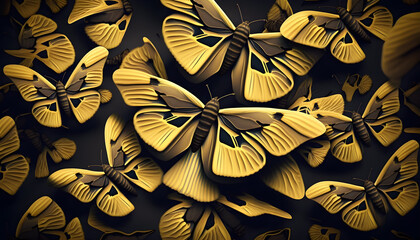 Obraz na płótnie Canvas golden butterflies background-AI Generative 