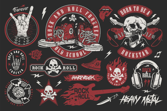 Heavy metal colorful set stickers