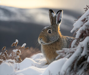 Obraz premium Winter Rabbit, Generative AI illustration
