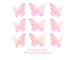 pink watercolor butterfly with positive quote