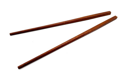 Wooden chopsticks kitchenware used for scooping food isolated on white background.