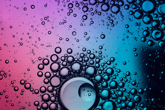 air bubbles in fresh drink, colorful background