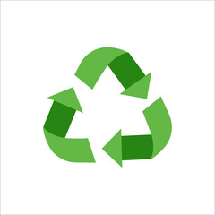 Obraz premium Green recycling icon. Vector stock illustration. Conscious consumption. White background. Isolated