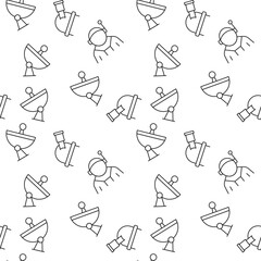 Seamless vector repeating pattern of astronaut, observatory, radar. It can be used for web sites, apps, clothes, covers, banners etc