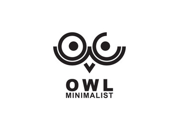 minimalist owl logo with creative concept letter