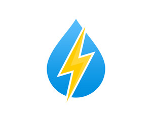 Water drop with electricity symbol in the middle