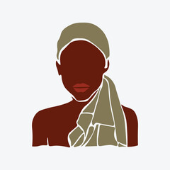 Abstract young black woman in elegant line art style vector