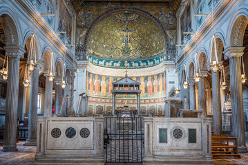 Main chapel of the Basilica of San Clemente In Rome - obrazy, fototapety, plakaty