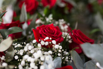 bouquet of red roses for the holiday