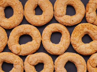 Background of many shortbreads of a ring form