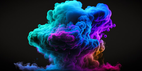 a multicolored smoke puff cloud, generative ai