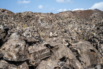 Island landscape with solidified lava flow. Ascension island.