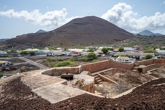 Georgetown with Cross hill and old fortress, Ascension island