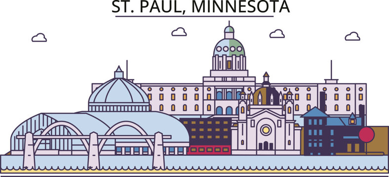 United States, St. Paul tourism landmarks, vector city travel illustration
