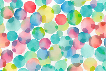 Watercolor pattern with overlapping colorful dots. Generative ai.	