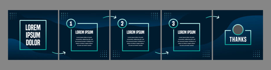 set of modern carousel templates for social media posts. dark theme social media template © Rozin